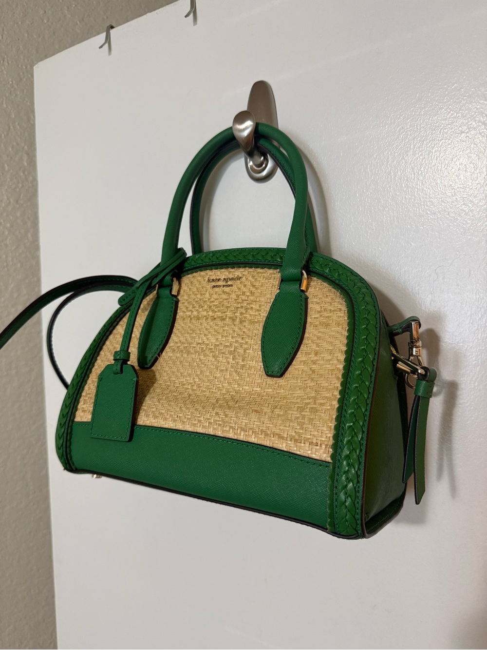 Kate Spade Reiley straw medium dome crossbody bag